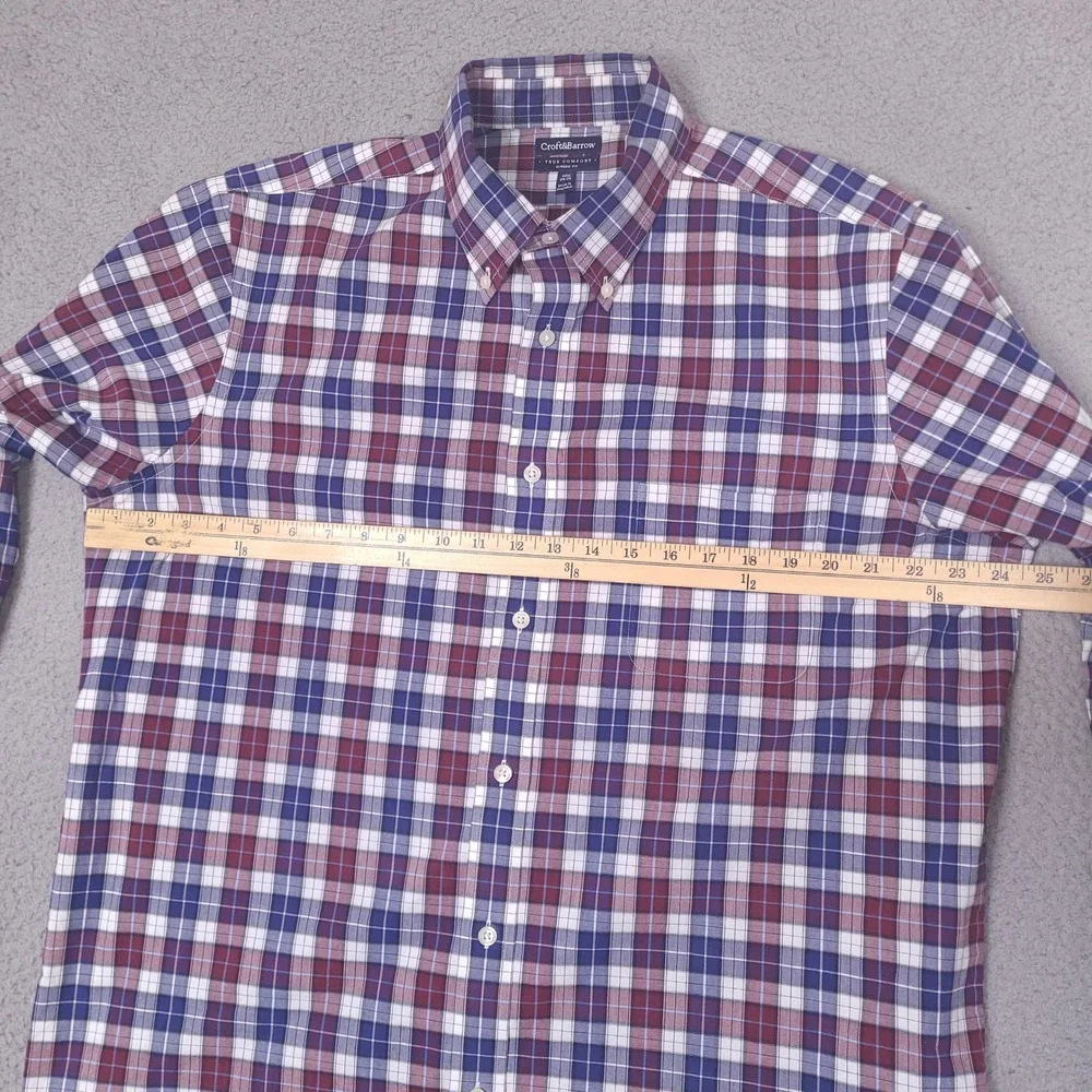 Croft & Barrow Shirt Mens 16.5 34/35 XL Plaid Classic Fit True Comfort‎